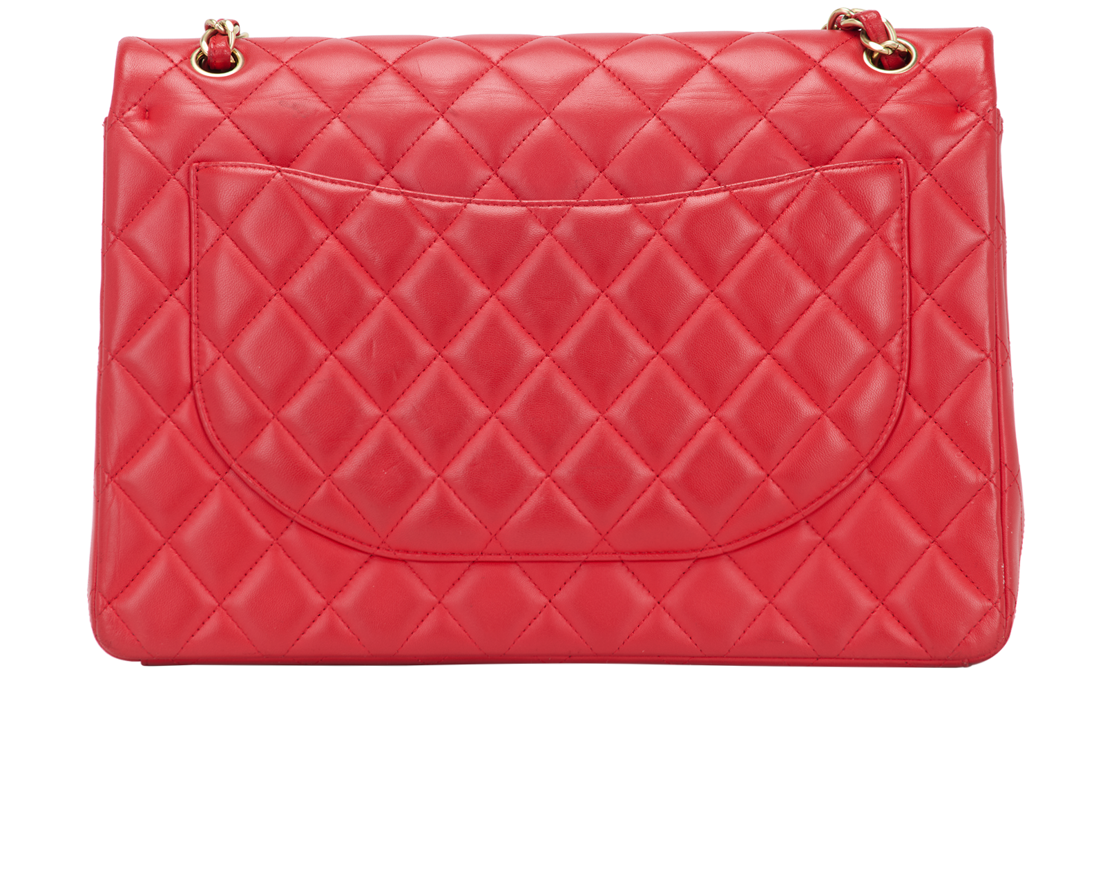 Maxi Classic Double Flap, &pound;4,750, Handbags, Red, Lambskin Leather, Back view
